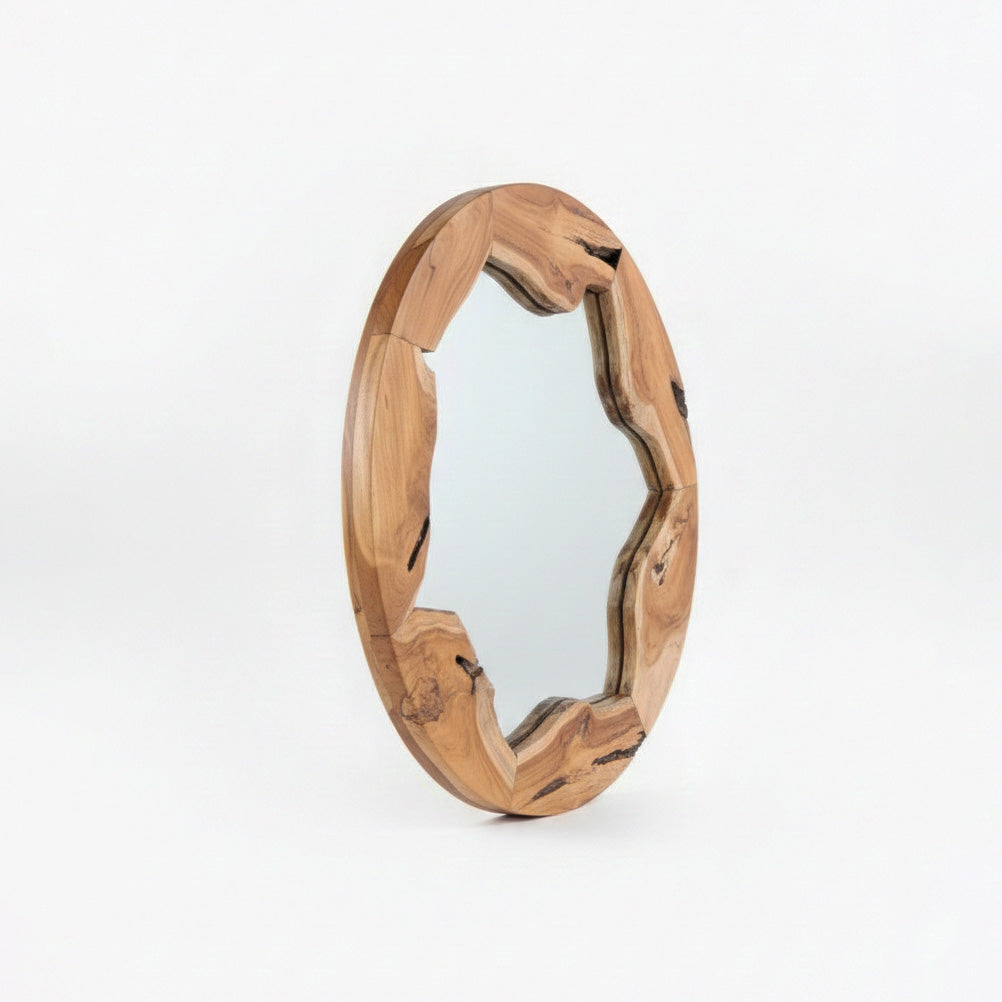 Wooden Organic Mirror "Teduh" - Natural - 50 cm