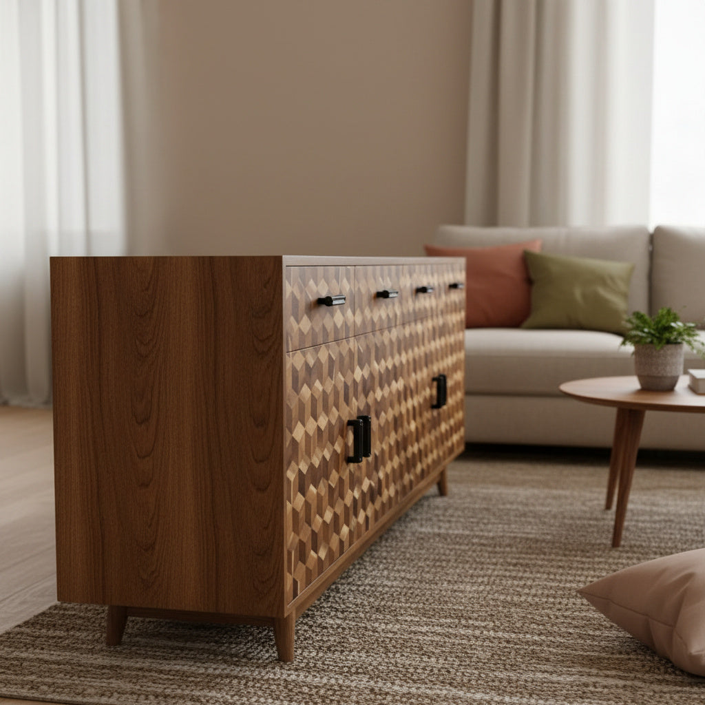 Wooden Sideboard Console Cabinet "Savanna" - Natural - 180 cm
