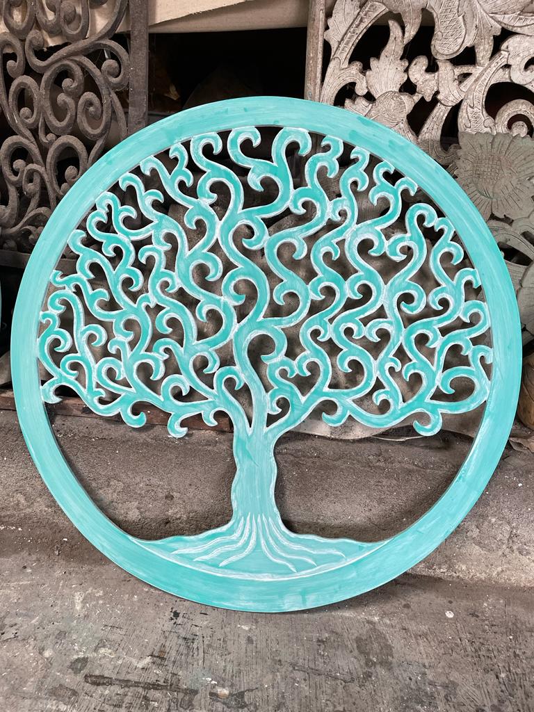 Decorative Mandala "Tree of Life" - Green wash - 50 cm