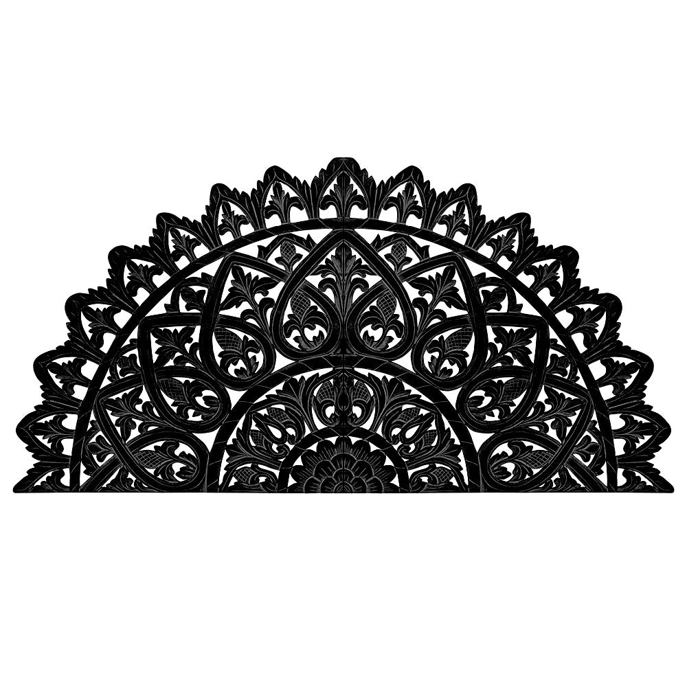 Carved Bed Headboard "Mahkota" Super King - Black - USA