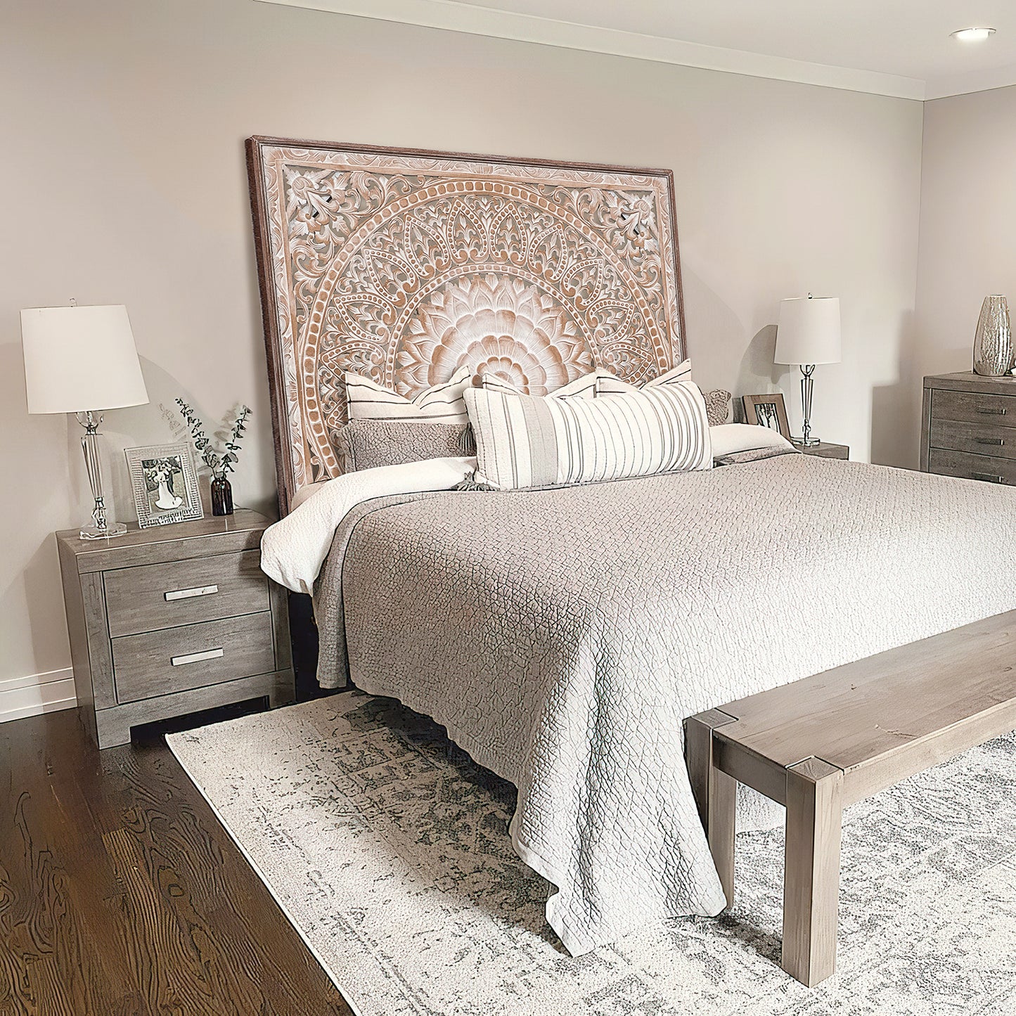 Carved Full Bed Headboard "Cendana" - USA