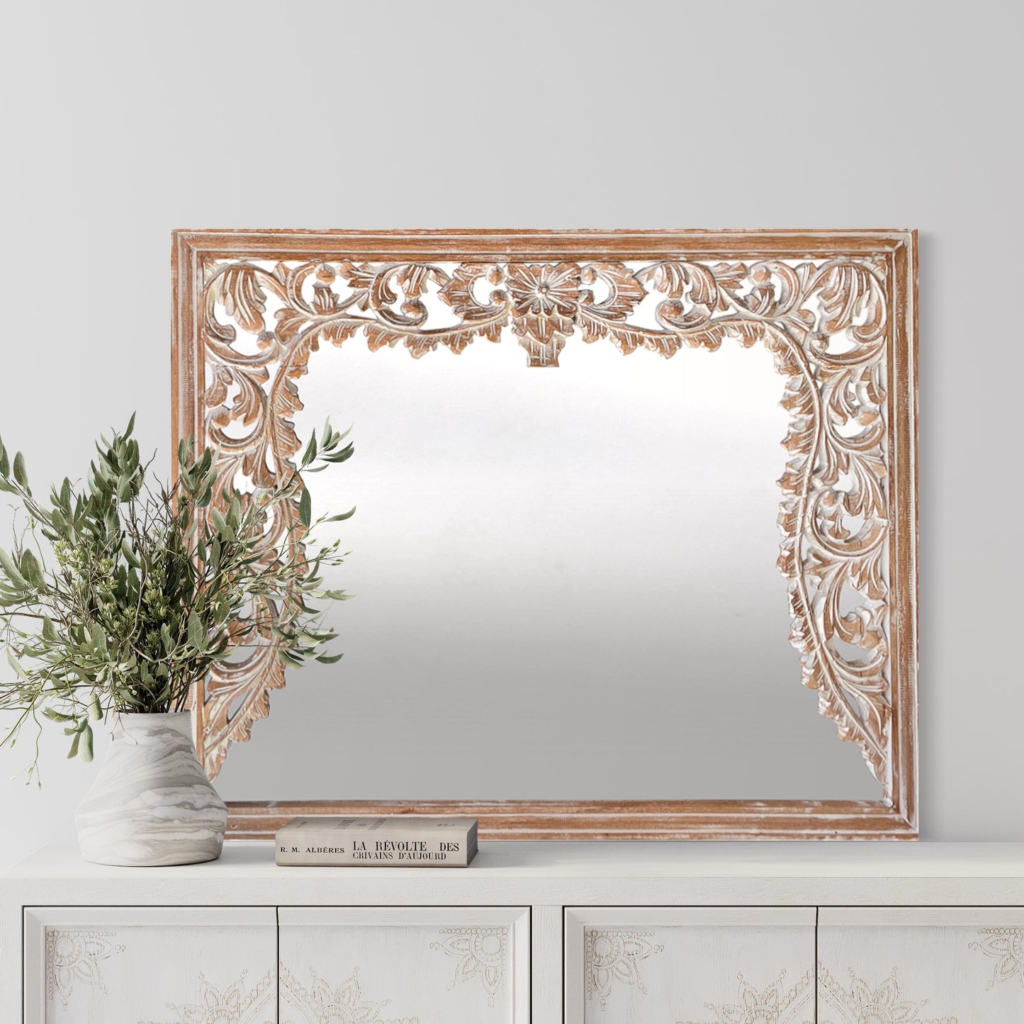 Hand Carved Mirror "Asana" - 110 cm