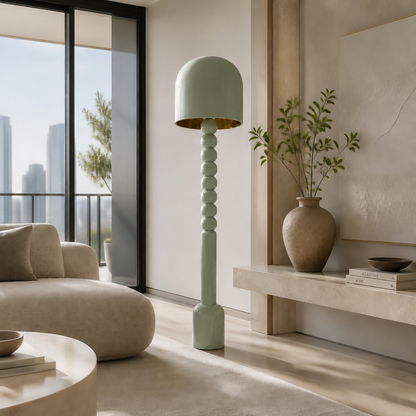 Wooden Floor Lamp in Pastel Sage 'Aluna' - 150 cm