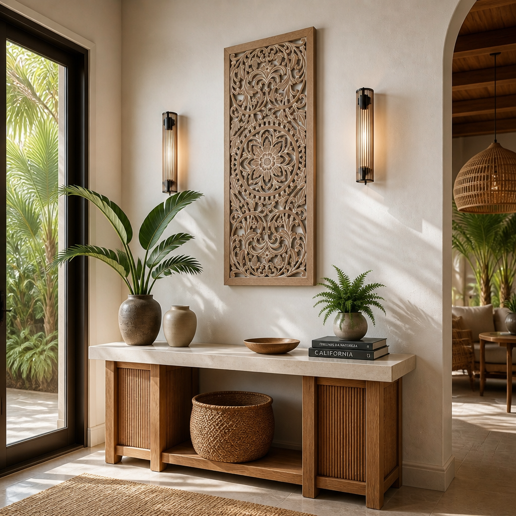 Custom Carved Decorative Panel "Amara"  - Antic Wash - Gitika - 110 x 50 cm