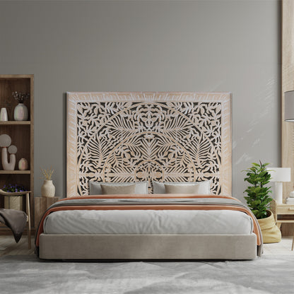 Carved  Full Bed Headboard - Christine - Antic wash