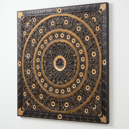Carved Full Bed Headboard "Dianna" - Black - USA