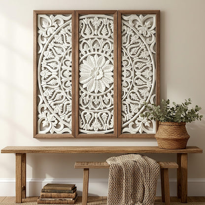 Decorative Panel "Galungan" - White Wash - 100 x 100 cm
