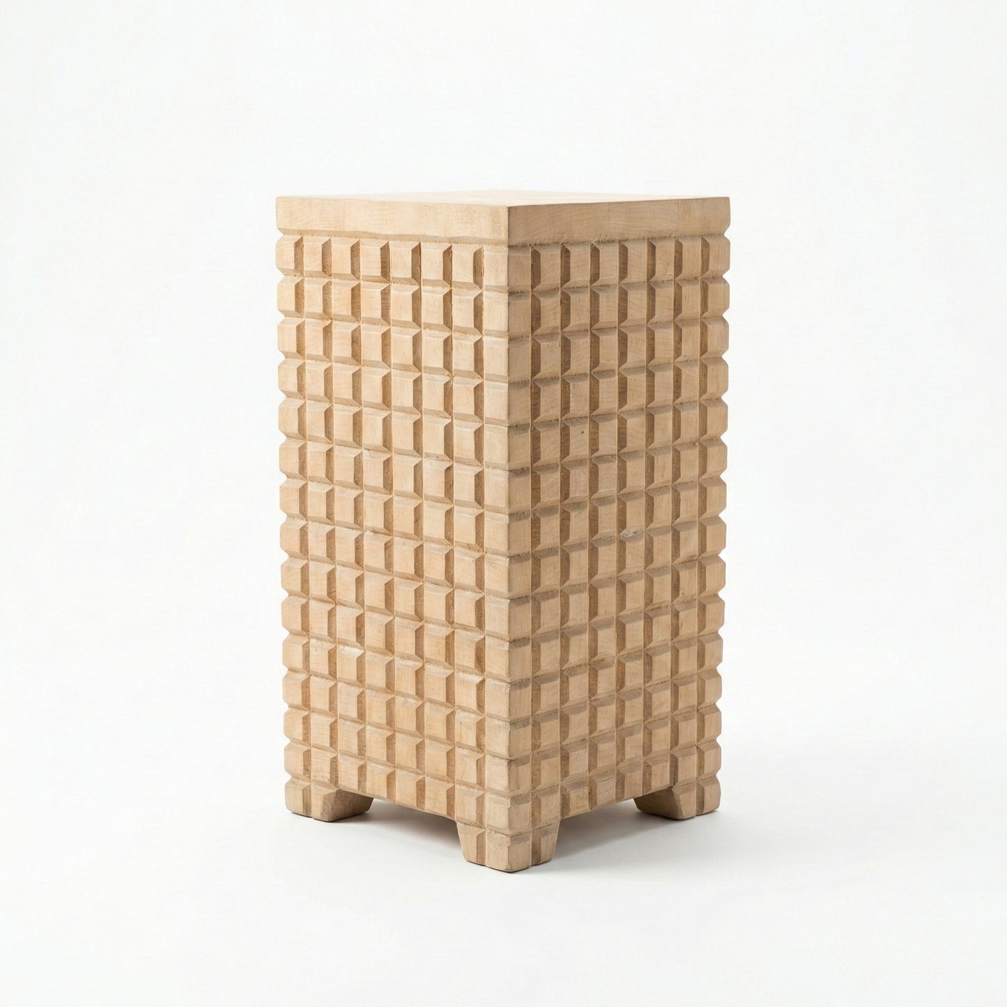 Wooden Side Table / Stool 'Linea' in Natural - 80 x 40 cm