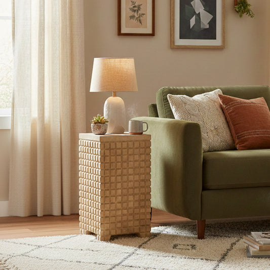 Wooden Side Table / Stool 'Linea' in Natural - 80 x 40 cm