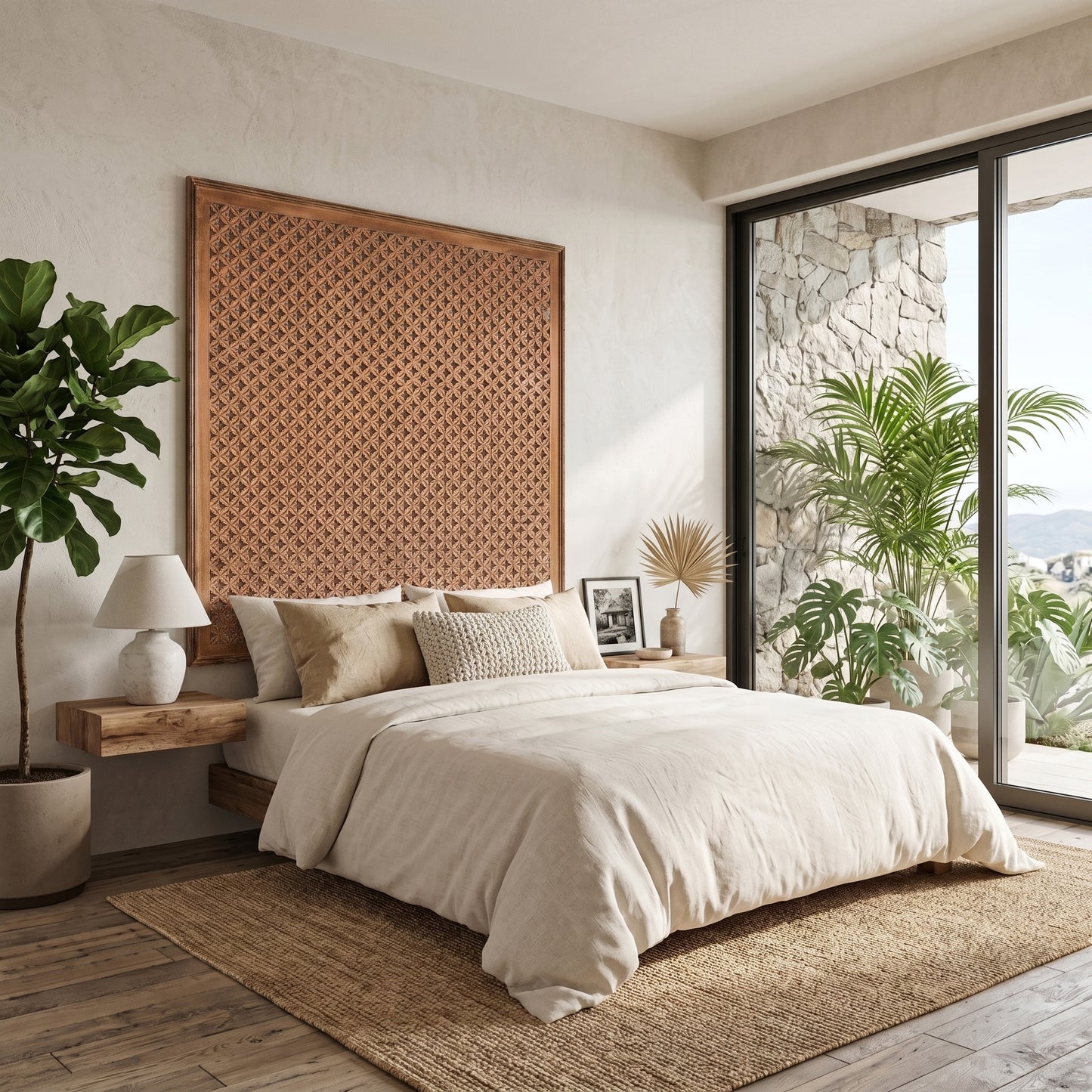 Carved Full Bed Headboard "Jagasatru" - USA