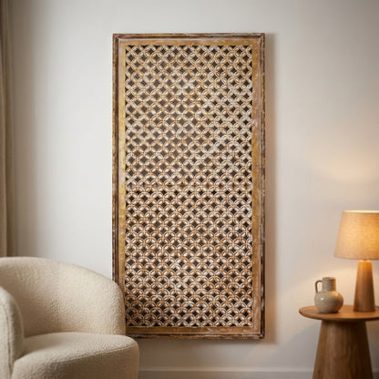 Carved Decorative Panel "Jagasatru" - Antic Gold Wash - 120 cm