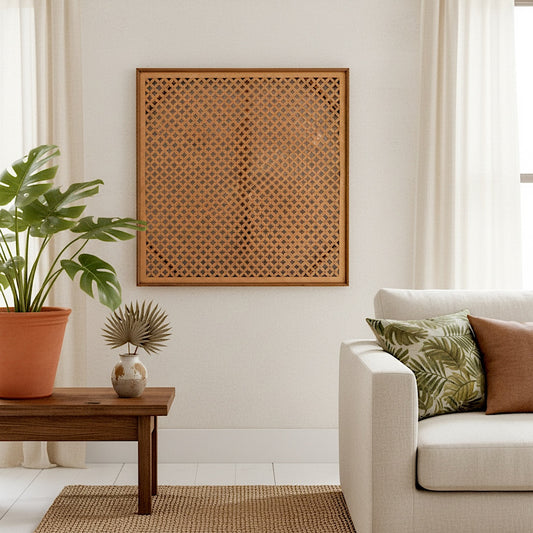 Carved Decorative Panel "Jagasatru" - Natural Brown - 110 cm