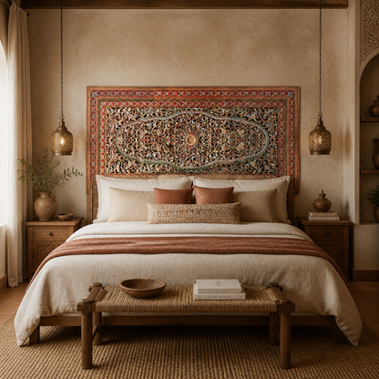 Carved Full Bed Headboard "Jimbaran"- USA