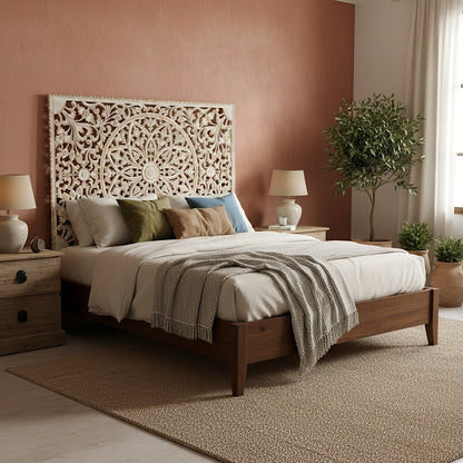 Carved Bed Headboard "Kris" - Antic wash