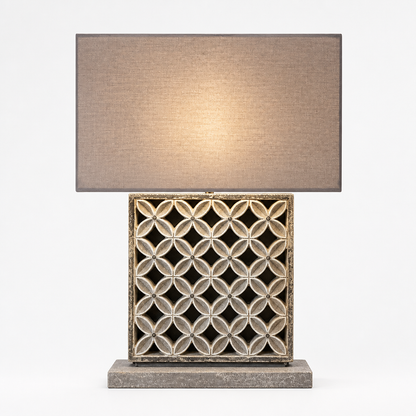 Carved Table Lamp "Lune" - Pastel Brown