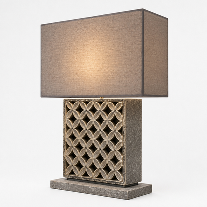 Carved Table Lamp "Lune" - Pastel Brown