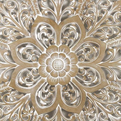 Carved Bed Headboard "Medit" in Antic Wash