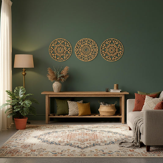 Decorative Round "Mandala Set of 3" - Brown