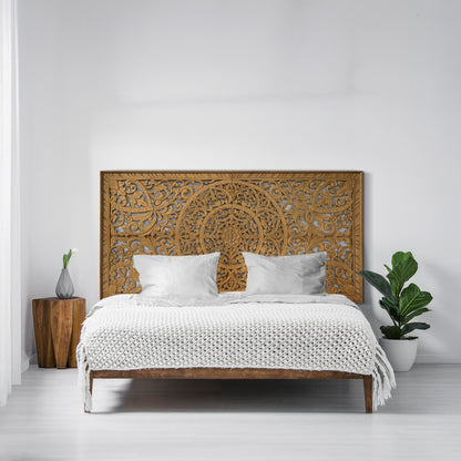 Half Size Mandala Bed Headboard "Manusa"- Natural - USA