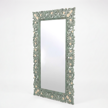 Hand Carved Mirror "Agung" - Green - 180 x 100 cm
