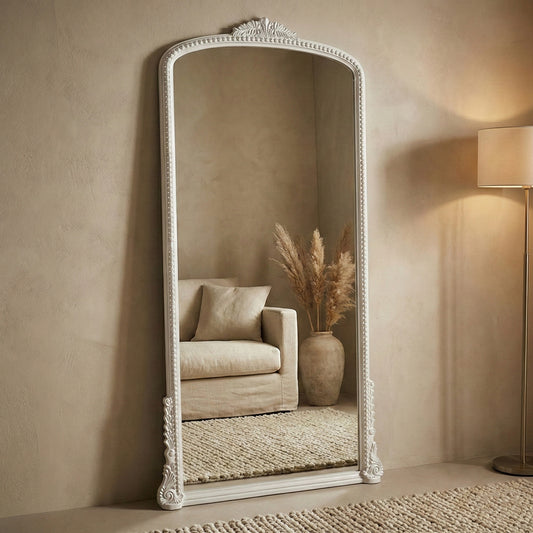 Hand Carved Mirror "Nirmala" - 180 cm - White