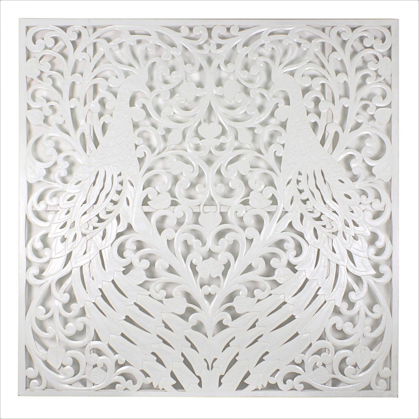 Carved Full Bed Headboard "Peacock" - USA