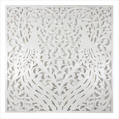 Carved Full Bed Headboard "Peacock" - USA