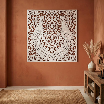 Carved Decorative Panel "Peacock" - 110 cm