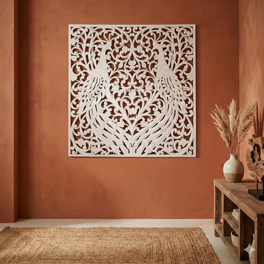 Carved Decorative Panel "Peacock" - 110 cm