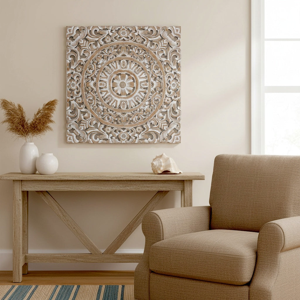 Carved Decorative Panel "Ranting" - 60 cm in Antic Wash