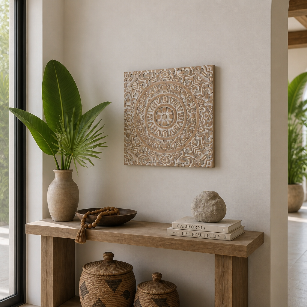 Carved Decorative Panel "Ranting" - 60 cm in Antique Wash