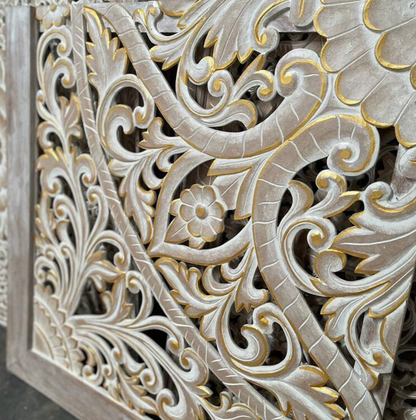 Carved Bed Headboard "Teratai" - Export