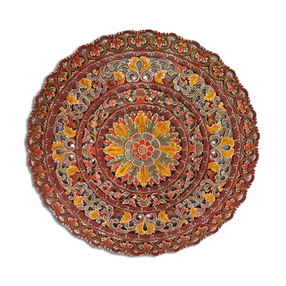 Carved Mandala Decorative Panel "Sri" - Red