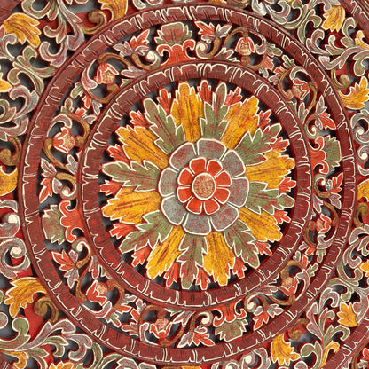Carved Mandala Decorative Panel "Sri" - Red