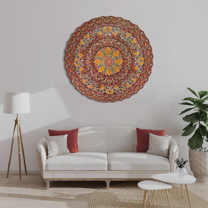 Carved Mandala Decorative Panel "Sri" - Red