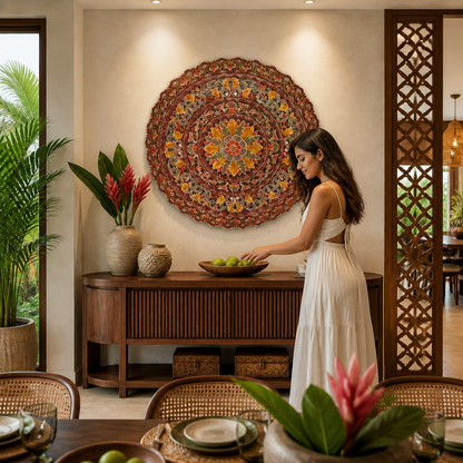 Carved Mandala Decorative Panel "Sri" - 100 cm