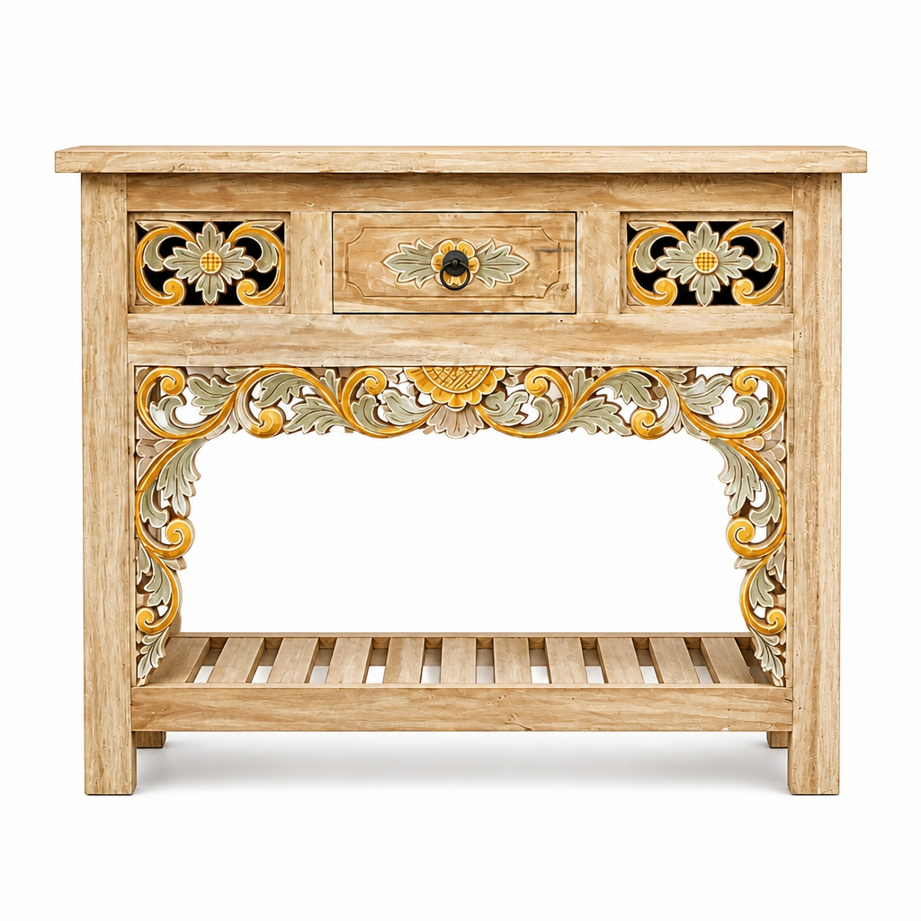 Hand-Carved Wooden Console Table “Sukawati”  - 120 × 90 cm