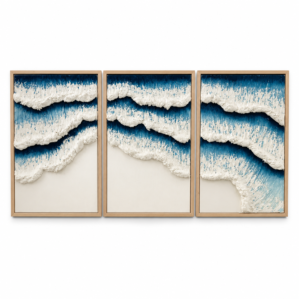 Bas-Relief Wall Art “Vague” – Set of 3 - 40 x 60 cm