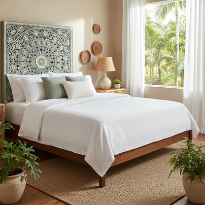 Carved Full Bed Headboard "Dianna" - Green