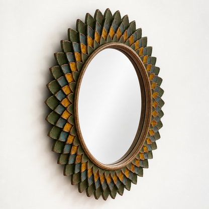 Hand Carved Mirror "Naraya" - Multicolor - 80 cm