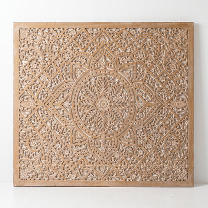Carved Decorative Panel "Jatiluwih" in Antique Wash - 160 x 140 cm