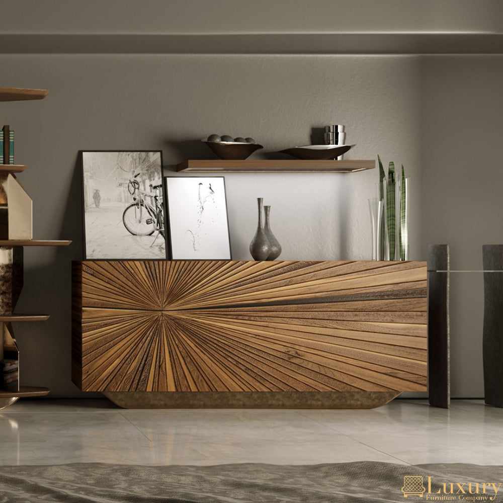 Custom Wooden Carved Sideboard Console Cabinet "Gemilang" - Natural - 120 cm