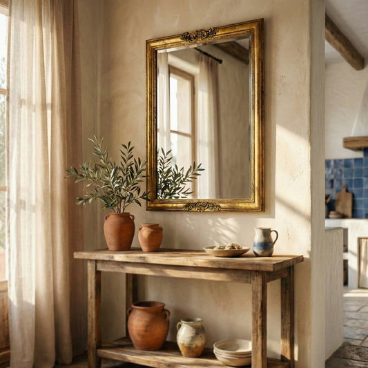 Hand Carved Mirror "Besakih" - Gold Wash - 90 cm