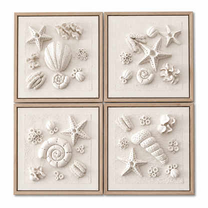 Bas-Relief Wall Art “Coraux” – Set of 4 - 40 x 40 cm Each