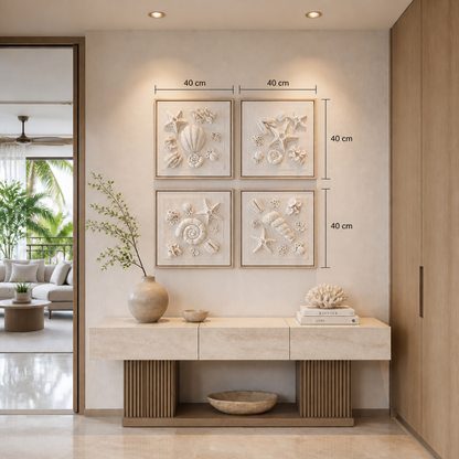 Bas-Relief Wall Art “Coraux” – Set of 4 - 40 x 40 cm Each