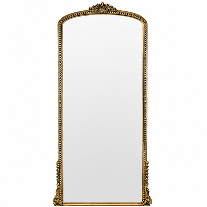 Hand Carved Mirror "Nirmala" in Gold Brass - 180 x 90 cm