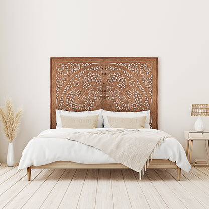 Carved Full Bed Headboard "Manusa" - Natural - [US-stock]