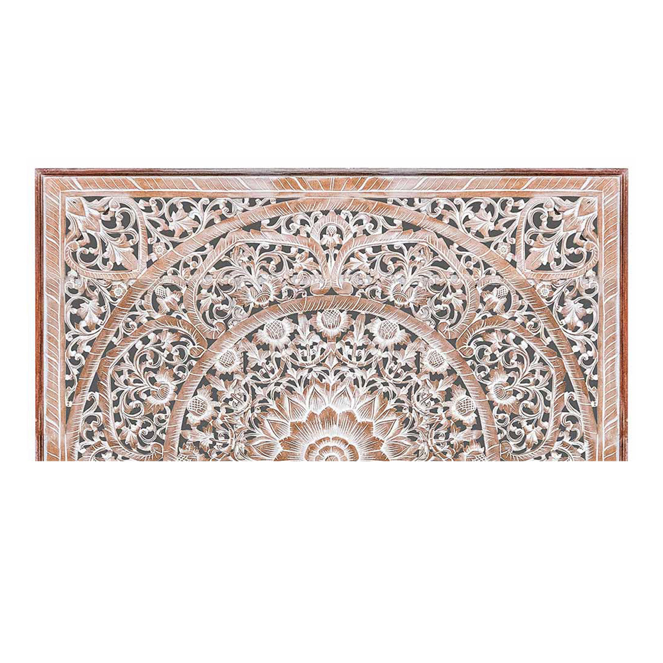 Carved Half Bed Headboard - Sumber Antic Wash - [US-stock]