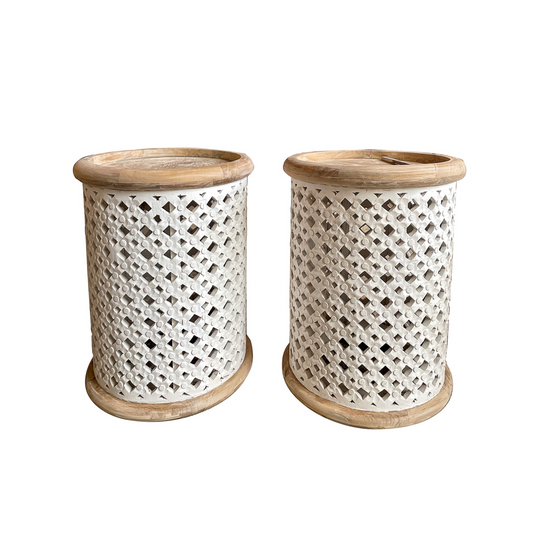 Pair of Wooden Side Table / Stool 'Afrika' - 40 cm