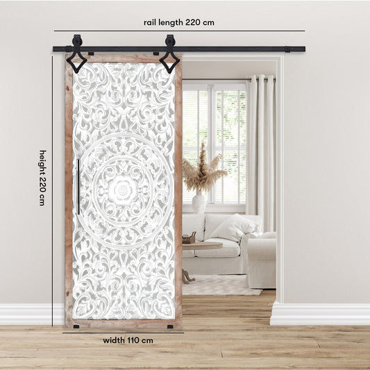 CUST Carved wooden door with iron reels - BDRA01